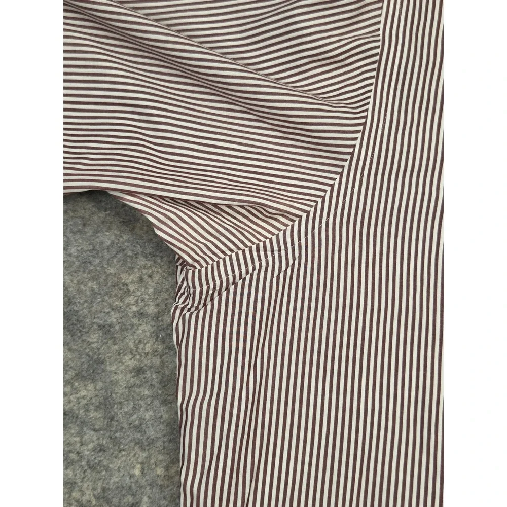 Polo Ralph Lauren Estate Mens 17.5 36 Burgundy White Striped Cotton Dress Shirt